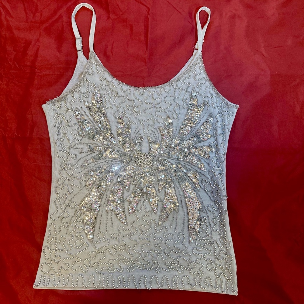 Gray Embellished Sleeveless Camisole